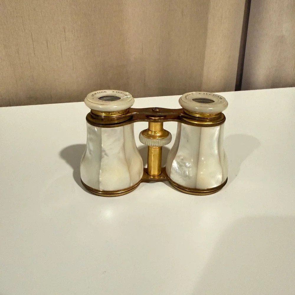 Antique Lemaire Fabricant Paris Mother of Pearl Brass Opera Glasses Binoculars